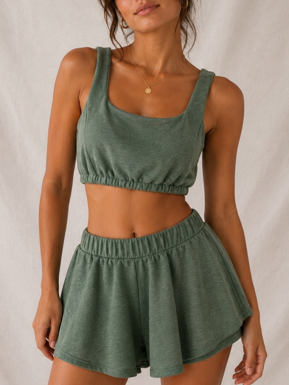 Fashion Nova Sage Green Athletic Skort Set